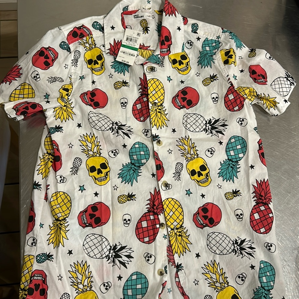 Kids Large Hawaiian shirt with skulls